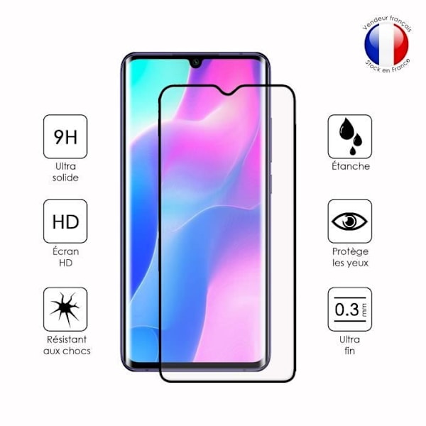 Pack 3 HELA skyddsfilmer för Xiaomi MI Note 10 Lite i ultrabeständigt härdat glas (Maximal hårdhet) Vit