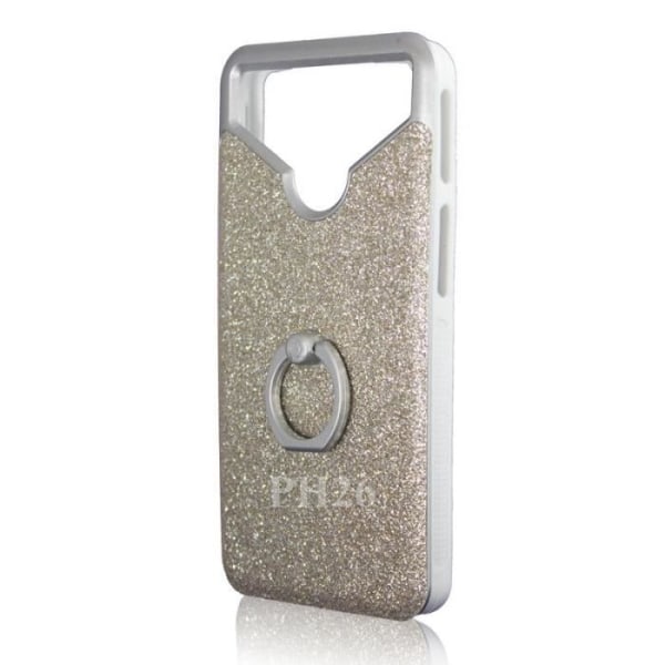 LG G Flex 2 Silver bakfodral med diamant strasseffekt och anti-chock silikongelkonturer med ring för selfies, foton och