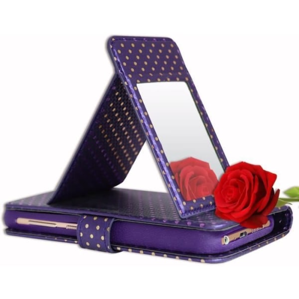 Fodral för ZTE Avid 579 - VIOLETT - Ekoleder - Kortfickor - Spegel - Synliga sömmar Lila