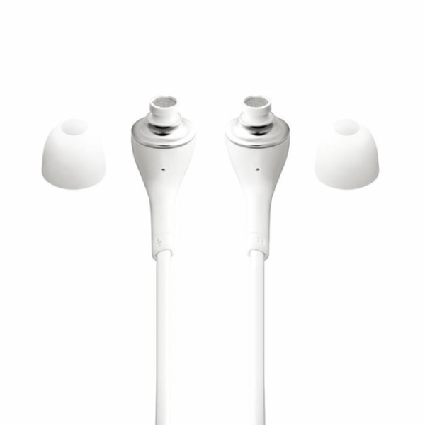 Hörlurar till Xiaomi Redmi Note 10S Hög ljudkvalitet i ultrabekväm silikon, volymkontroll och mikrofon - VIT