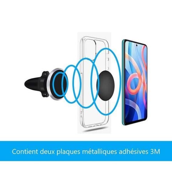 PH26 magnetisk biltelefonhållare för luftventil 360° rotation Bärbar hållare för Motorola Moto E7 Power Svart