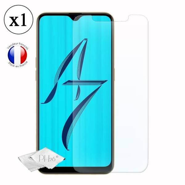 Super Pack för Oppo A7n Bakfodral i läderstil med anti-chock silikongelkonturer + 1 skärmskydd i glas