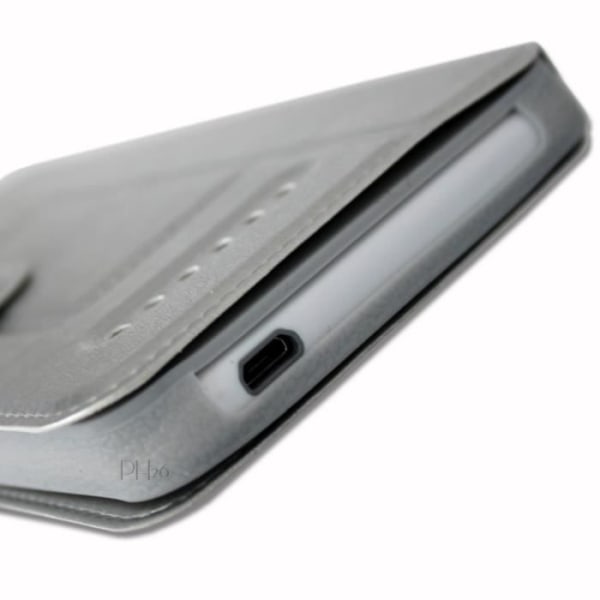 Super Pack-fodral för Motorola Moto G8 Play Extra Slim 2 Eco-läderfönster + 2 skyddsglasögon med hög genomskinlighet SILVER