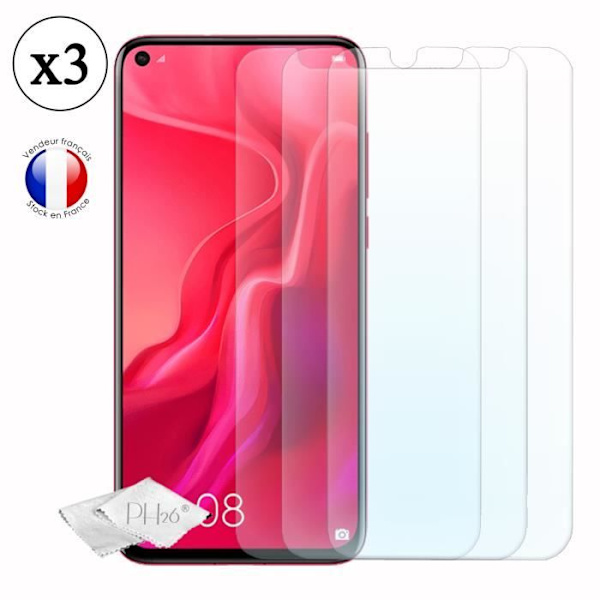 Huawei Nova 4e Pack 3 näytönsuojat erittäin läpinäkyvästä karkaistusta lasista, erittäin kestävät, erittäin ohuet, jälkiä estävät,