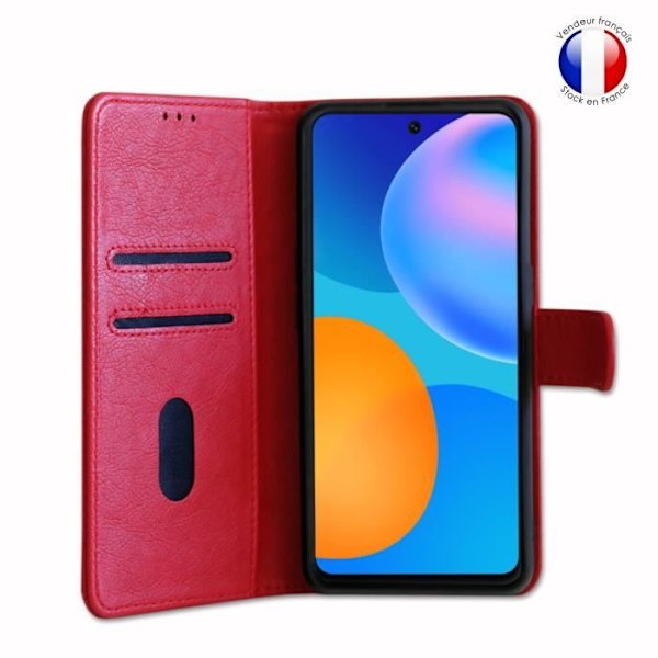 Plånboksfodral - Huawei - PSmart 2021 - Läder - Magnetiskt - Videostöd Röd