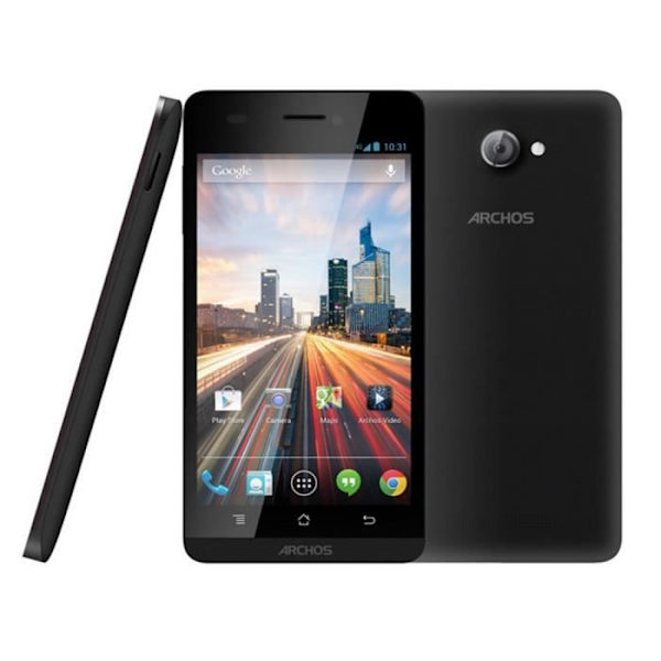 Archos 45b Helium Musta folio-kotelo ikkunalla, nahkamainen, näkyvillä ompeleet PH26®:ltä