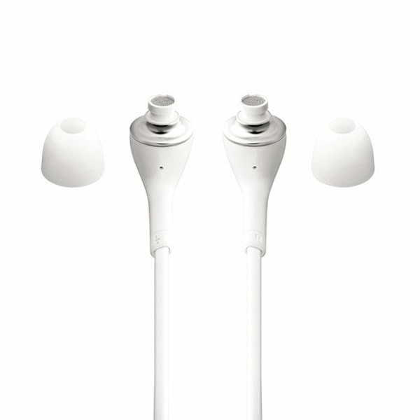 Hvide Stereo In-Ear-øretelefoner med ledning til Infinix Hot 50 4G med lydstyrkekontrol og mikrofon