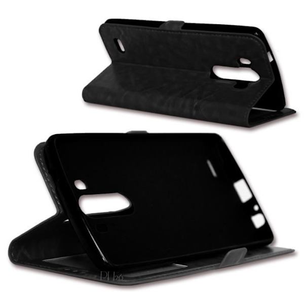 Etui Housse Folio - PH26® - LG G3 S/G3 MINI - Syntetisk læder - Sort - Blød Svart