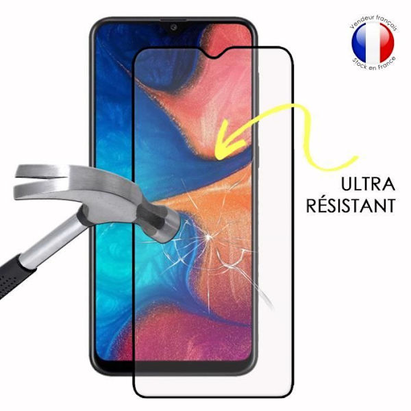Paket med 2 HELA skyddsfilmer för Samsung Galaxy A20 i ultrabeständigt härdat glas (maximal hårdhet) Vit