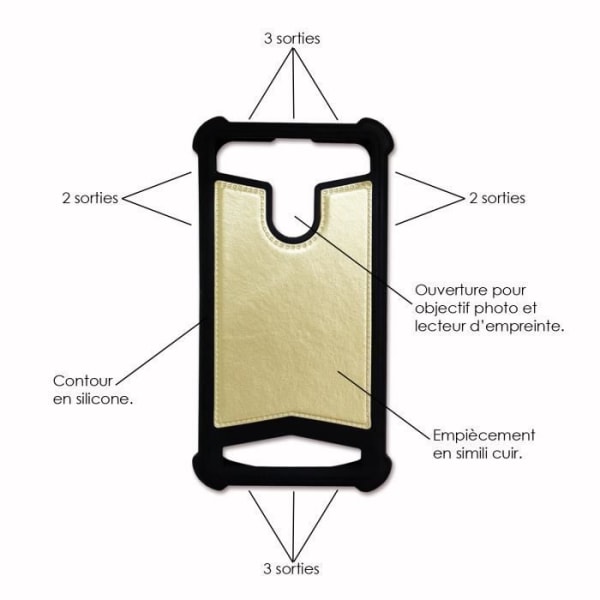 Super Pack för Altice S42 Bakstycke i läderstil + 3 ultraresistenta och transparenta skyddsfilmer av härdat glas - GULD