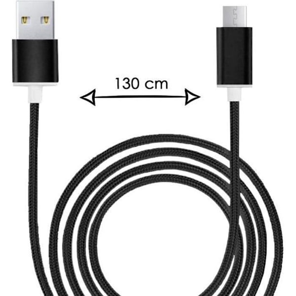 Micro USB-kabel för Samsung Galaxy A10 Nylonflätad USB-kabel 1,3 meter snabb synk-laddning-dataöverföringskabel - SVART