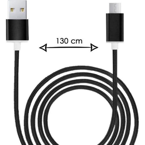 Micro USB-kabel til Samsung Galaxy A10 Nylonflettet USB-kabel 1,3 meter hurtig opladning-synkronisering-dataoverførselskabel - SORT