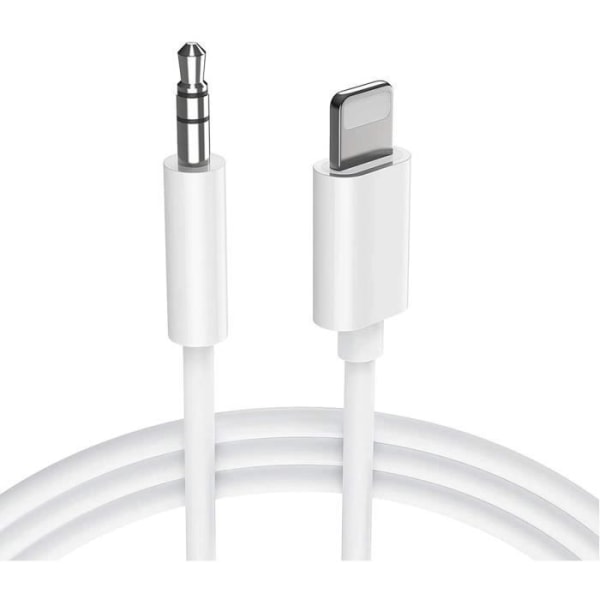 Lightning til 3,5 mm Jack-adapterkabel til Apple iPhone 12 Mini Plug and Play-kabel til dine hovedtelefoner, bilradio... Vit