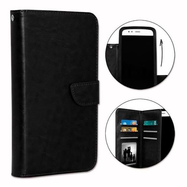 Etui folio - PH26 - Logicom L-ite 506 HD - Ekologiskt läder svart - Magnetstängning - Universell Svart