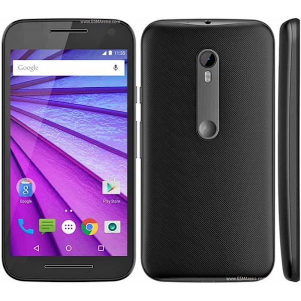 Dedikerat fodral - PH26® - Motorola G3 - Svart konstläder - Fönsterfollio - Magnetiskt Svart