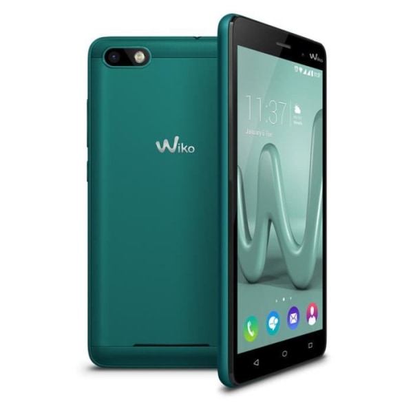 Wiko Lenny 3 Dedikeret sort foliocover med lædervinduer med synlige syninger fra PH26®