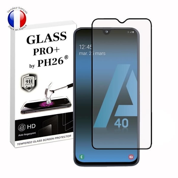FULL skyddsfilm för Samsung Galaxy A40 i ultrabeständigt härdat glas (maximal hårdhet) Vit