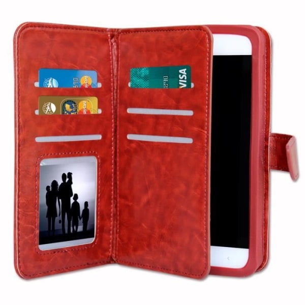 Foliofodral för HTC Desire 530 plånboksformat i brunt ekoläder med dubbel invändig flik, korthållare, stängning