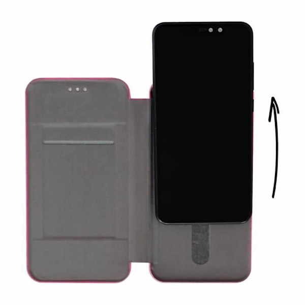 Foliokortholderetuiet i pink-kornet øko-læder til Huawei Y7 Prime 2018 by PH26