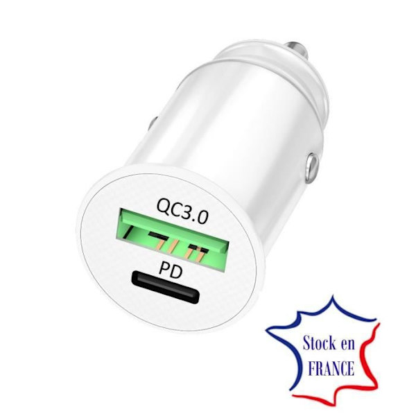Oplader Bil - Samsung - Galaxy M12 - 30W - Quick Charge 3.0 - USB Type C