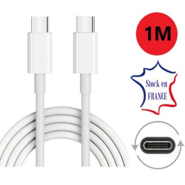 USB Typ C till Typ C-kabel - 1 meter för Xiaomi Redmi Note 13R Pro Snabbladdning - Snabbladdnings-/synkroniseringskabel
