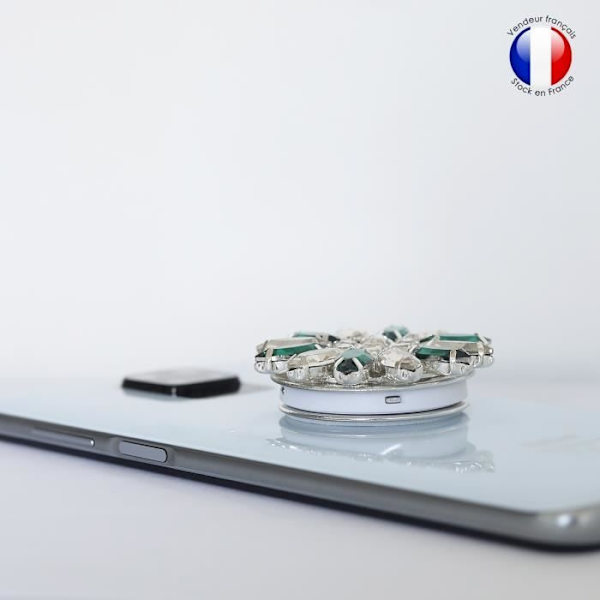 Taitettava matkapuhelinteline Huawei Enjoy 10e Super Diamond Designille - vihreä ja valkoinen timantti Grön