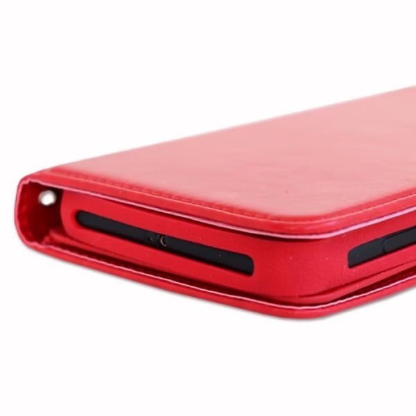 Fodral till Xiaomi Redmi K40 plånboksformat i ekoläder - dubbel invändig korthållare med flik - RÖD