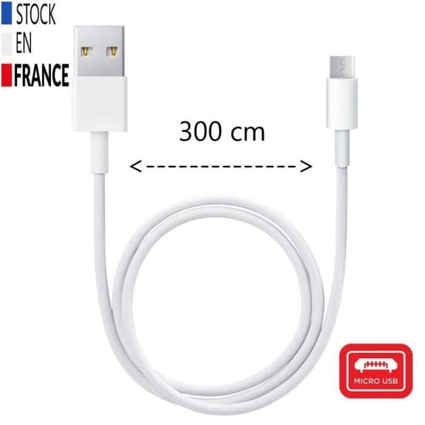 Micro USB - PH26 - Danew Konnect 556 - 3M - Nopeaa Latausta - Nopeaa Synkronointia Vit
