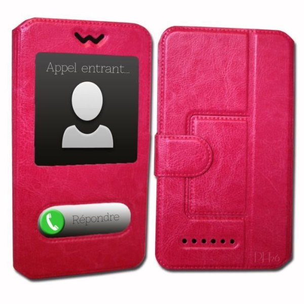 Super Pack Cover för Alcatel 1 (2019) Extra Slim 2 Eco Leather Windows + 2 High Transparency Skyddsglasögon ROSA