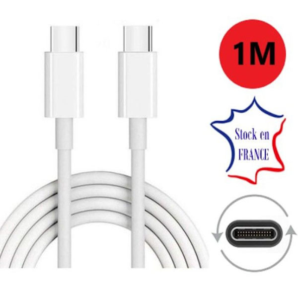 USB Type C-kabel - PH26 - 1 Meter - Hurtigopladning - Kompatibel med Sharp Basio Active2 - Hvid Vit