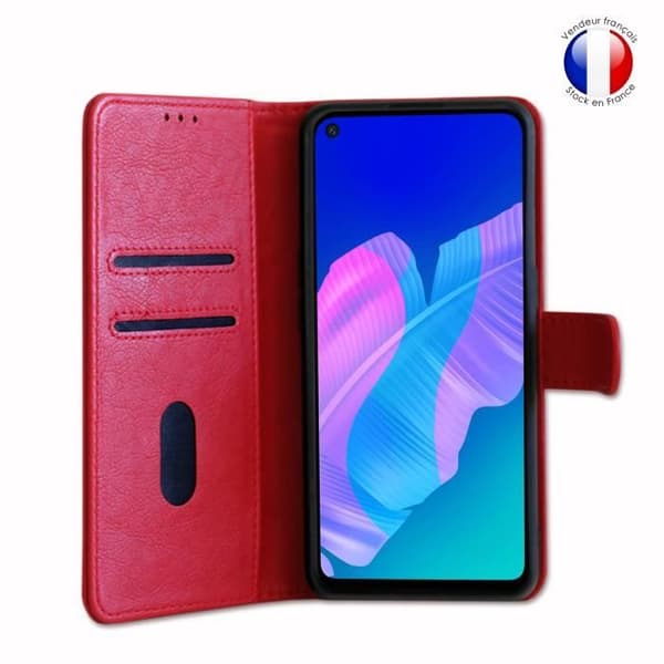 Plånboksfodral - Huawei - P40 Lite E - Läder - Röd - Magnetisk Röd