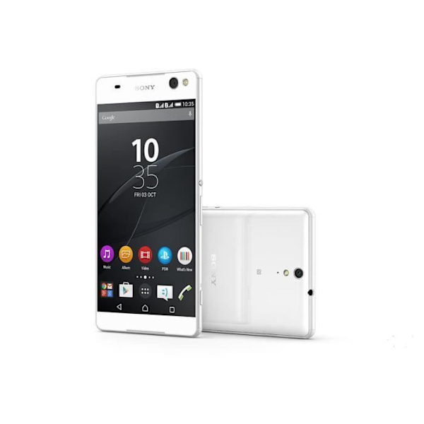 SONY XPERIA C5 Dedikeret sort foliocover med vinduer i læderstil med synlige syninger fra PH26® Svart