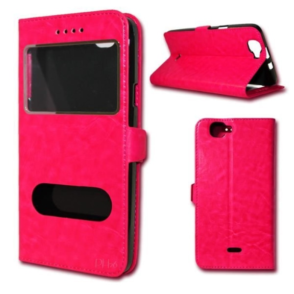 Etui Housse Coque Folio - PH26® - LOGICOM L-EMENT 501 - Syntetisk læder - Rosa - Fleksibel Rosa