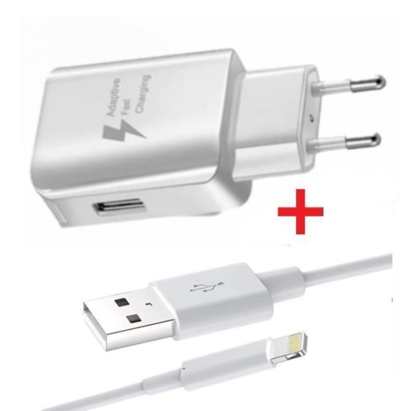 Pak oplader + kabel til Apple iPhone 5C Hurtigoplader Ultra-kraftig og hurtig NY GENERATION 3A med LIGHTNING USB-KABEL