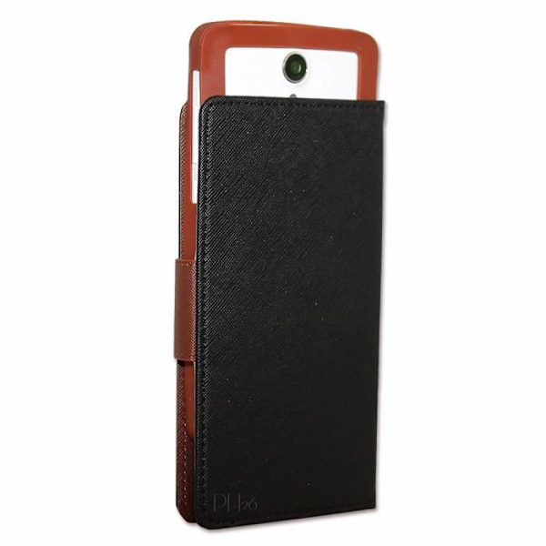 Etui Housse - Alcatel - 1 (2019) - Teksilver læder - Sort Brun - Kortlomme Svart brun