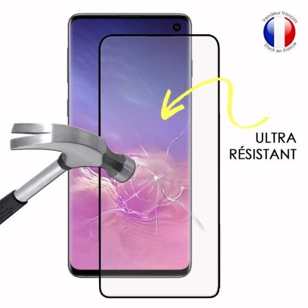 Pakke med 3 FULD beskyttelsesfilm til Samsung Galaxy S10 i ultra-resistent hærdet glas (maksimal hårdhed) Vit