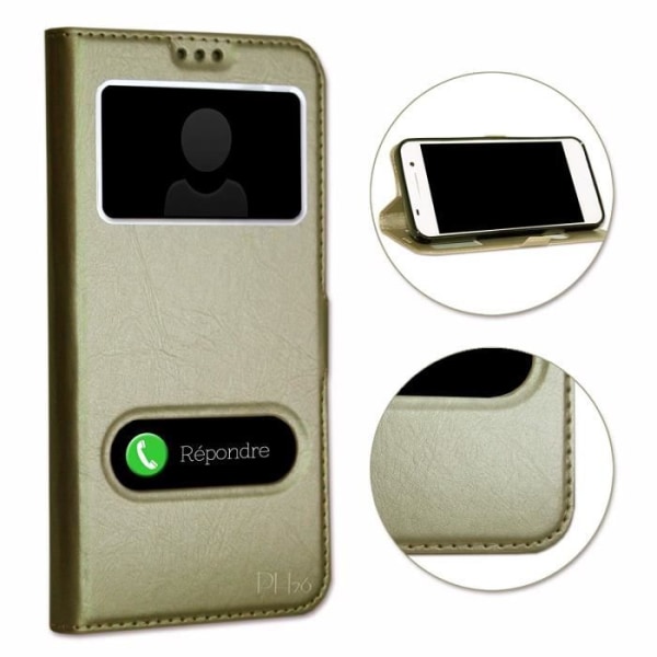 Coque Extra Slim - Huawei - Y5P - Ekologiskt Läder - Magnetstängning - Guld Guld