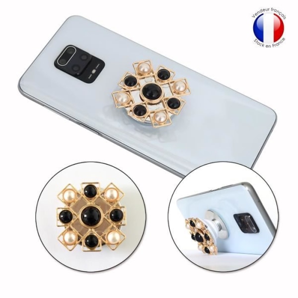 Foldbar Mobiltelefon Holder til Vivo Z1x Super Diamond Design - Sort & Hvid Diamant Svart