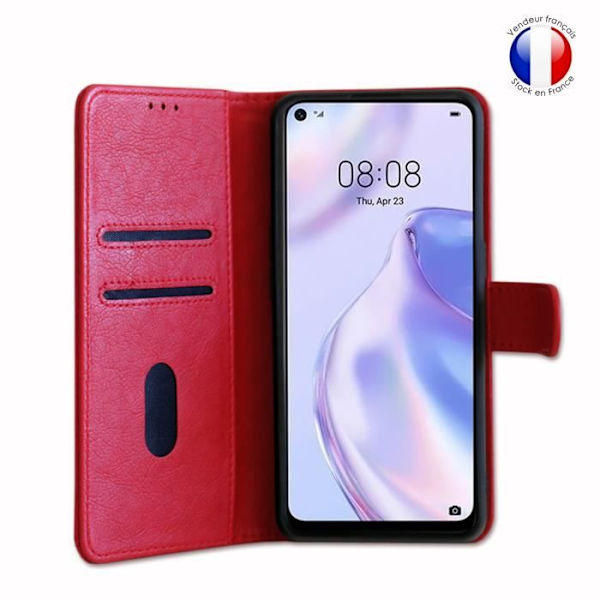 Plånboksfodral - Huawei - P40 Lite 5G - Läder - Röd - Magnetisk Röd