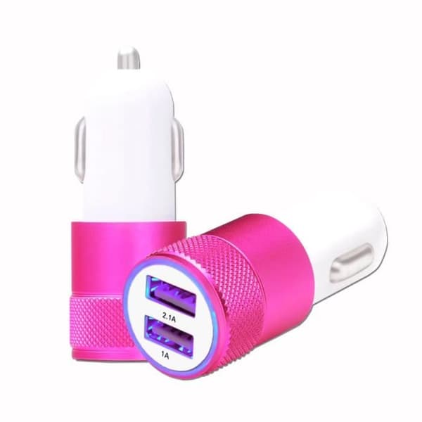 USB-cigaretterlader - Sharp - R7s - Dobbeltporte - Hurtigopladning - Rosa Ros