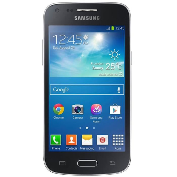 Samsung Galaxy CORE PLUS G350 Dedikeret sort folio etui med vinduer i læderlook med synlige sømme af PH26®