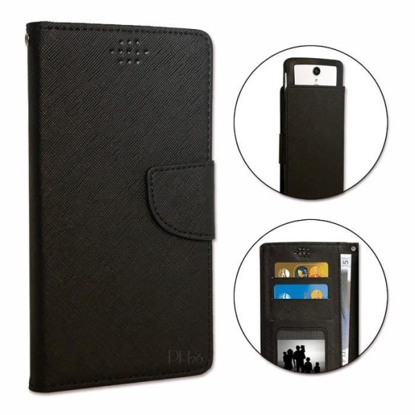 Etui Housse - Asus - Zenfone Max Plus (M2) - Texturerad konstläder - Kortfack - Mjuk Svart