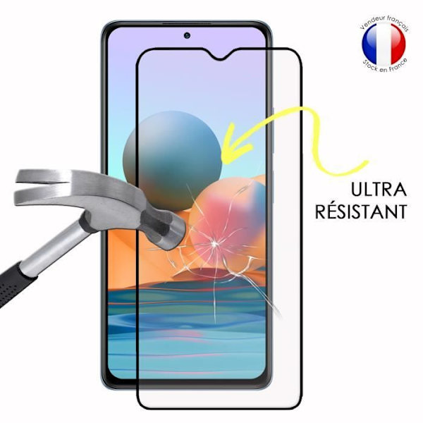 Pack 2 HELA skyddsfilmer för Xiaomi Redmi Note 10 Pro i ultrabeständigt härdat glas (maximal hårdhet) Vit