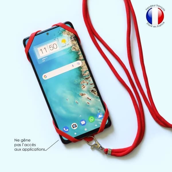 Silikonfodral - Alcatel A7 Plus - Stötresistent - Avtagbar rem - Röd Röd