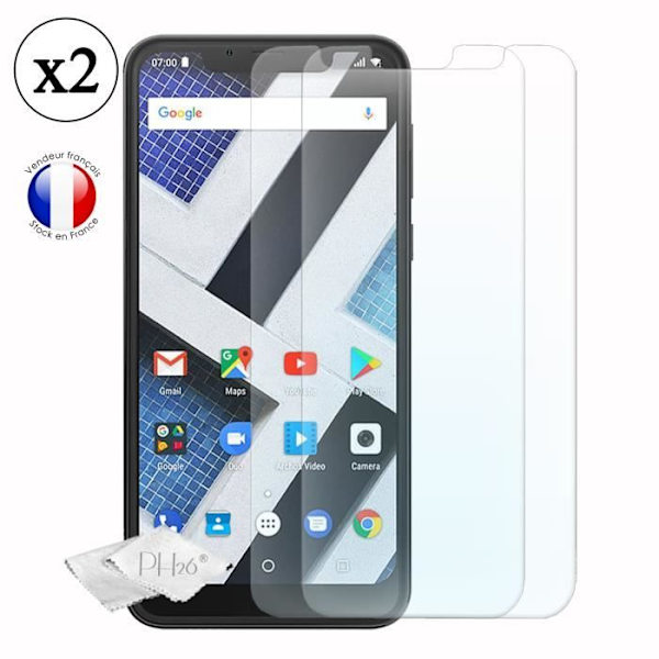 Super Pack Archos Core 62S:lle Nahkatyylinen takakotelo iskunkestävällä silikonigeelillä + 2 näytönsuojakalvoa