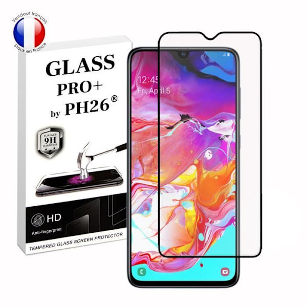 FULL skyddsfilm för Samsung Galaxy A70 i ultrabeständigt härdat glas (maximal hårdhet) Vit