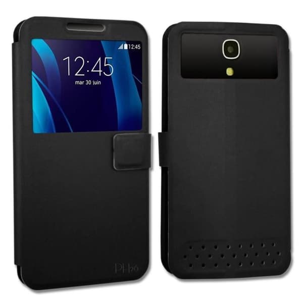 Folio Cover Case - PH26® - Wiko Jerry 3 - PU læder - Sort - Universal Svart