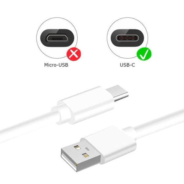 USB Typ C-kabel för UMIDIGI G3 - Snabbladdning-synkroniserad dataöverföring - 3 meter kabel Vit