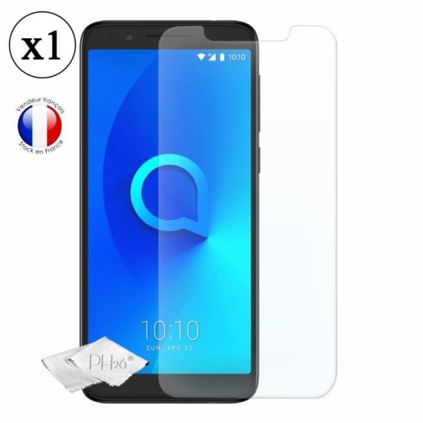 Super Pack Shockproof Black Bumper Case til Alcatel 3L 2019 med 1 MAXIMUM Hårdhed Beskyttende hærdet glas