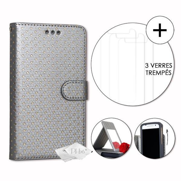 Housse folio - PH26® - Silver - Ekoskinn - Videostöd - Magnetisk lock Pengar